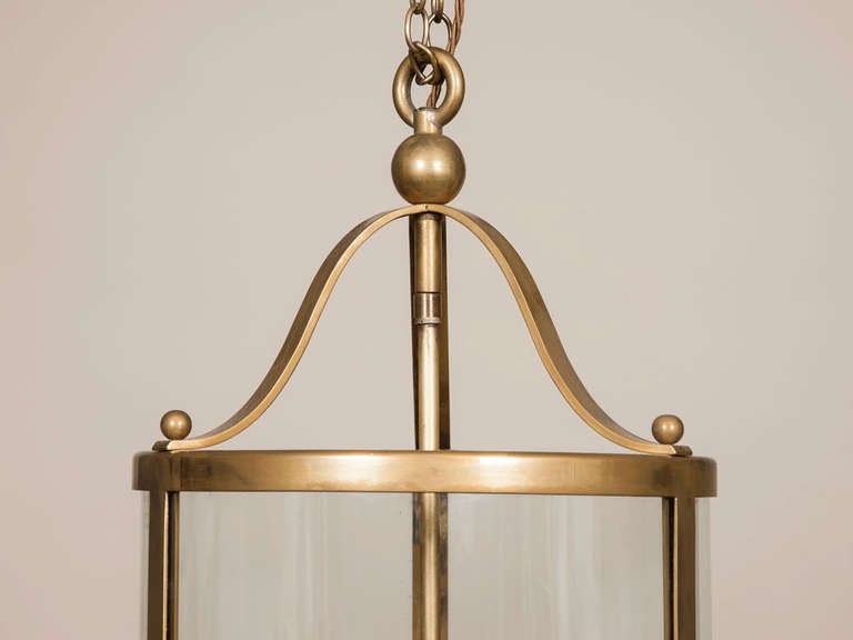 French 1940s Cylindrical Brass Lantern For Sale