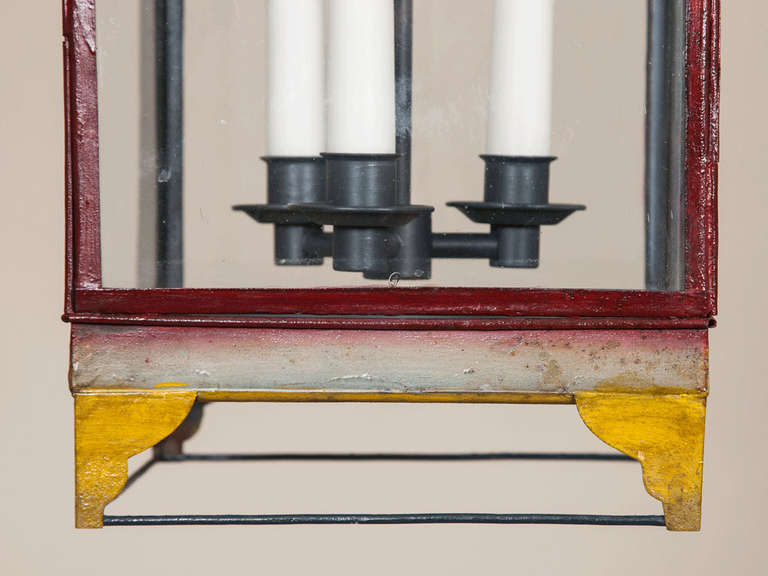 19th Century Pair of Painted Tole Lanterns