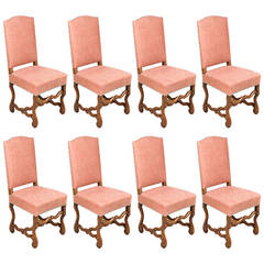 Set of Eight Walnut Dining Chairs
