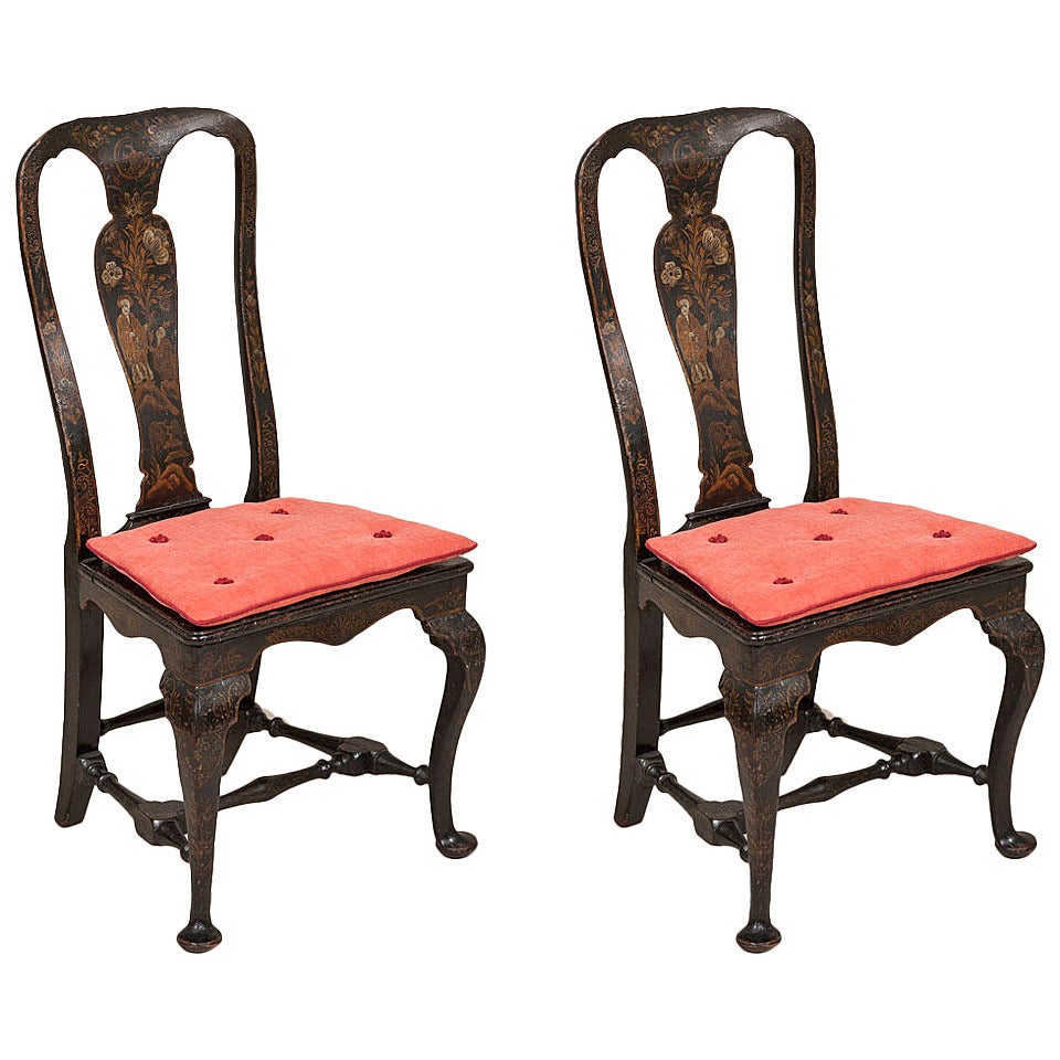 Pair of Queen Anne Japanned Side Chairs