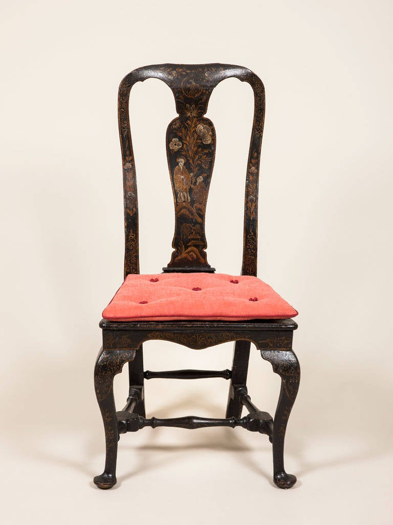 18th Century and Earlier Pair of Queen Anne Japanned Side Chairs