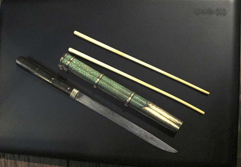 18 Century Knive and chopstick set and Pair of reading glasses. 2