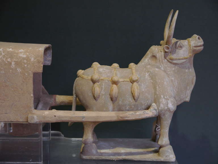 Excellent Terracotta Bull and Cart from Northern Wei Period  (386-535 A.D.0) For Sale 4