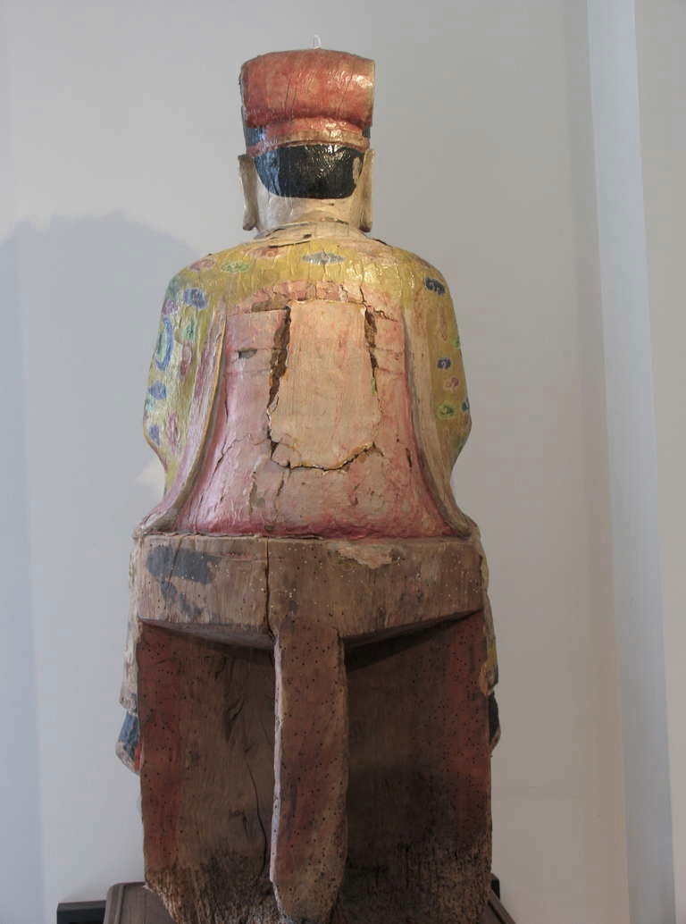 Painted Wooden sculpture of Admiral Cheng Ho of Ming Dynasty For Sale 2