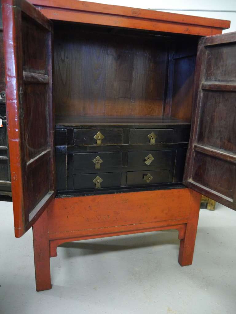Elm Small Antique Armoire with Six Jewelry Drawers