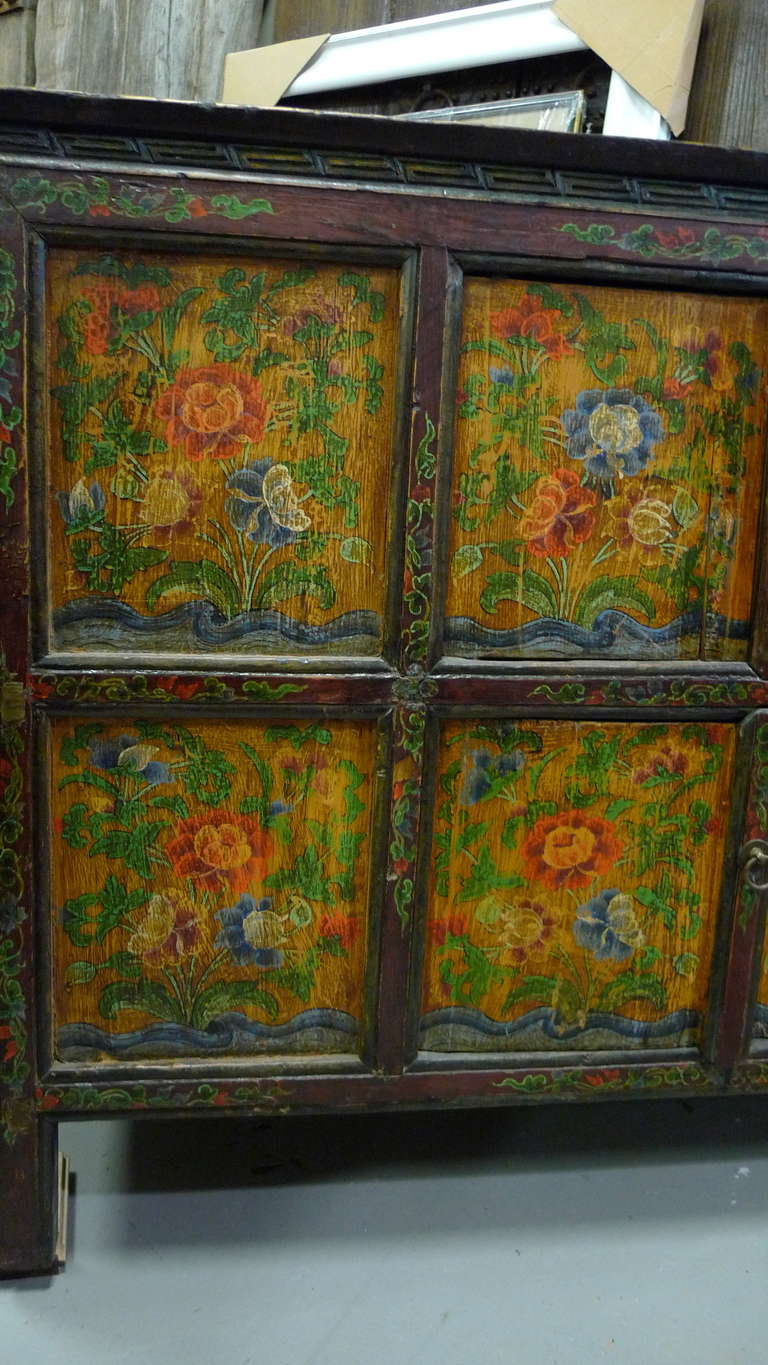 Mid-20th Century Antique Tibetan Painted Cabinet