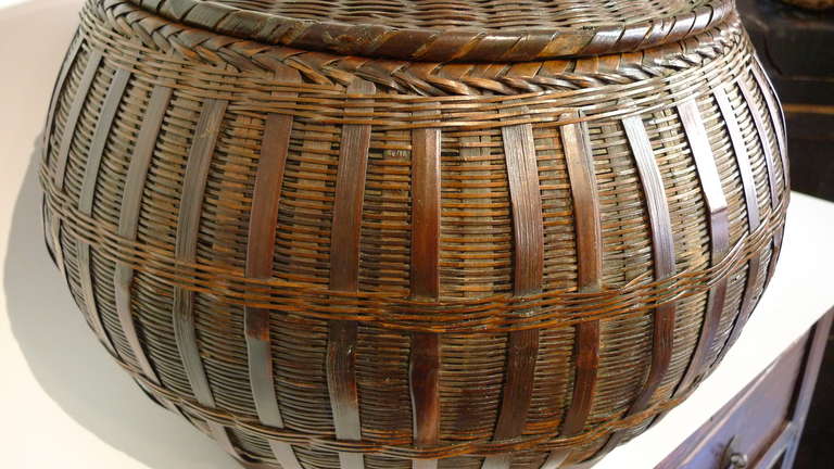 Mid-20th Century Large Turn-of-Century Bamboo Container For Sale