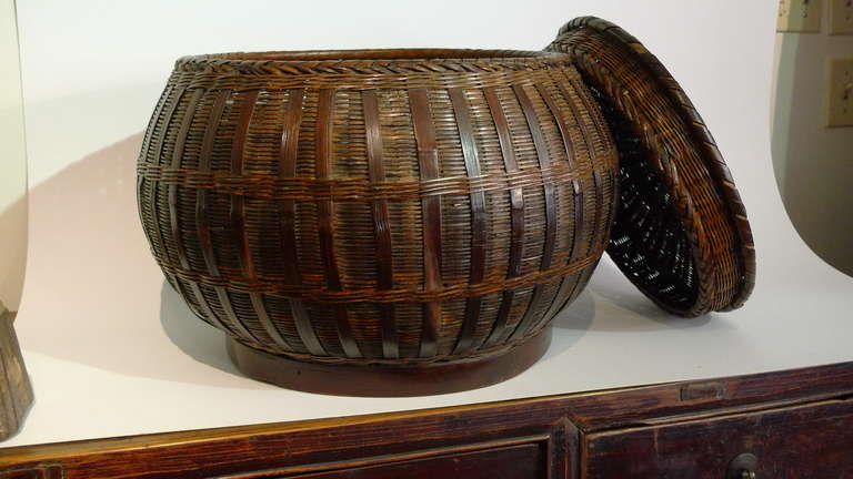 Chinese Large Turn-of-Century Bamboo Container For Sale