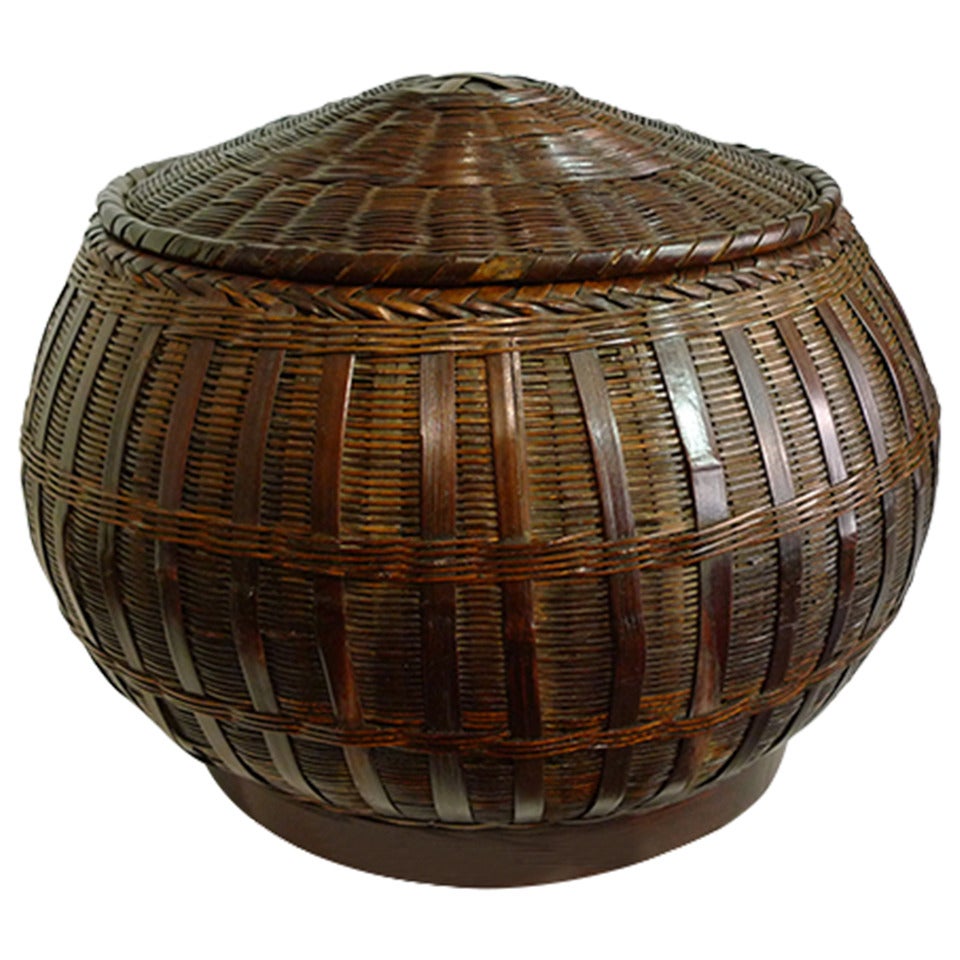 Large Turn-of-Century Bamboo Container For Sale