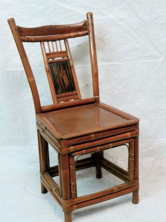 Pair of children's bamboo chairs.