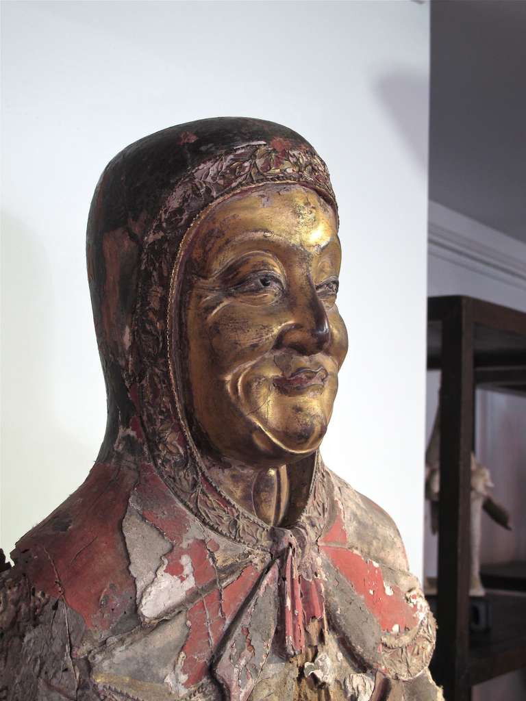 Unknown Painted and Gilded Sculpture of European Knight