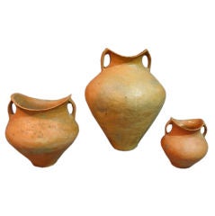 Three Chinese Neolithic pottery Ewers  with swallow mouths.