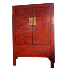 Chinese Red Lacquer Armoire with Original lacquer finish. Rare