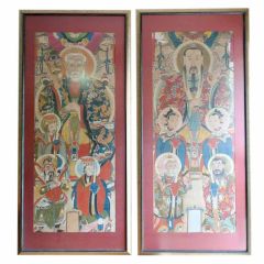 Large 19th Century temple paintings, Custom Framed Large 19th Century temple paintings, Custom Framed