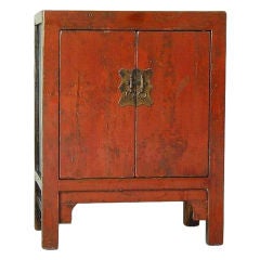 Small red lacquer cabinet with rare original finish.