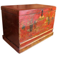 Painted wooden trunk