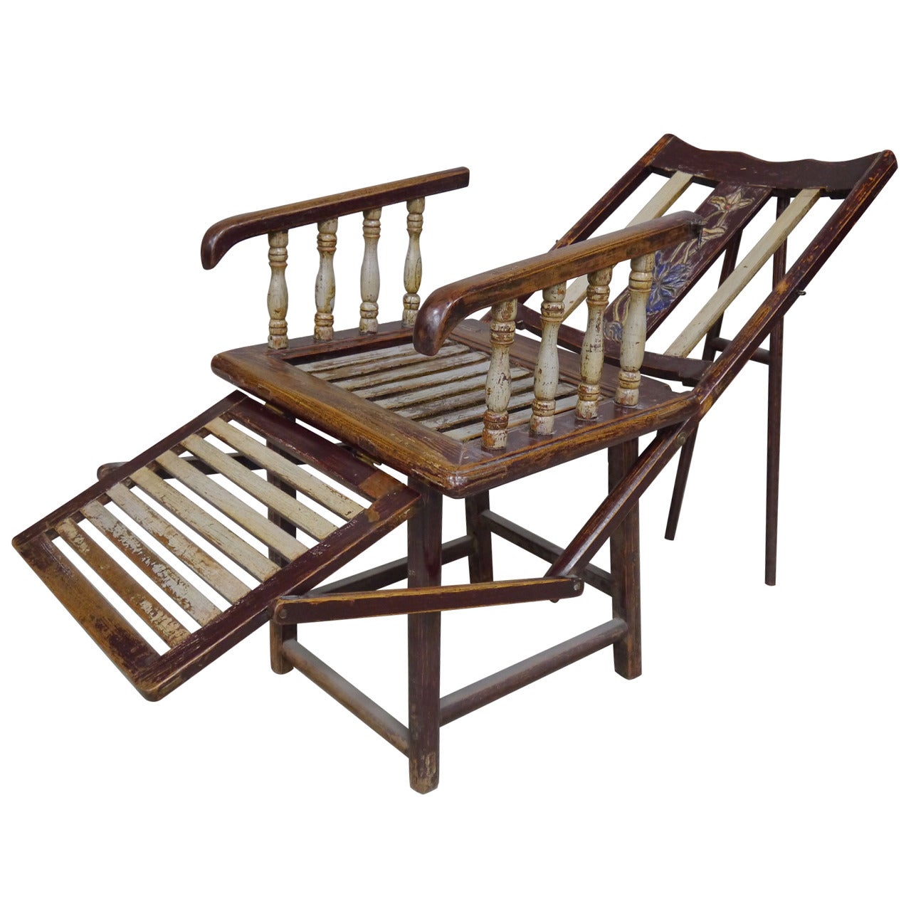 Turn of Century Convertible Lounge Chair from Southern China For Sale