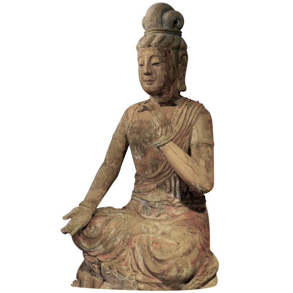 17th Century Wooden Sculpture of Guanyin