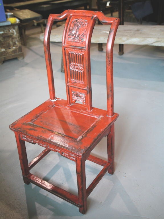 Red lacquer lady's chair from Southern China