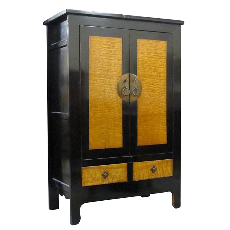 Burl Wood Panel Armoire For Sale