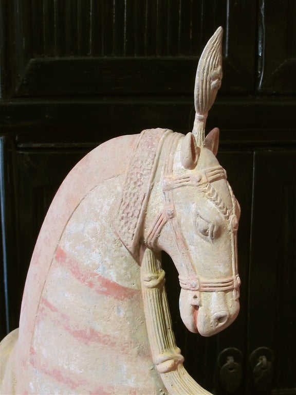 18th Century and Earlier Ancient Chinese Painted Clay Horse