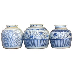 Three 19th Century Chinese Blue and White Candy Jars.