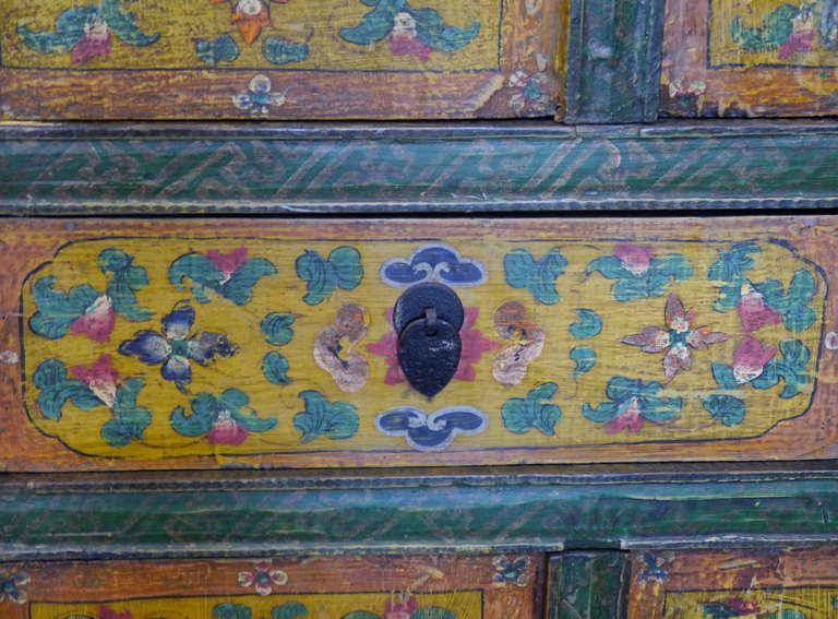 20th Century Large Tibetan Painted Cabinet