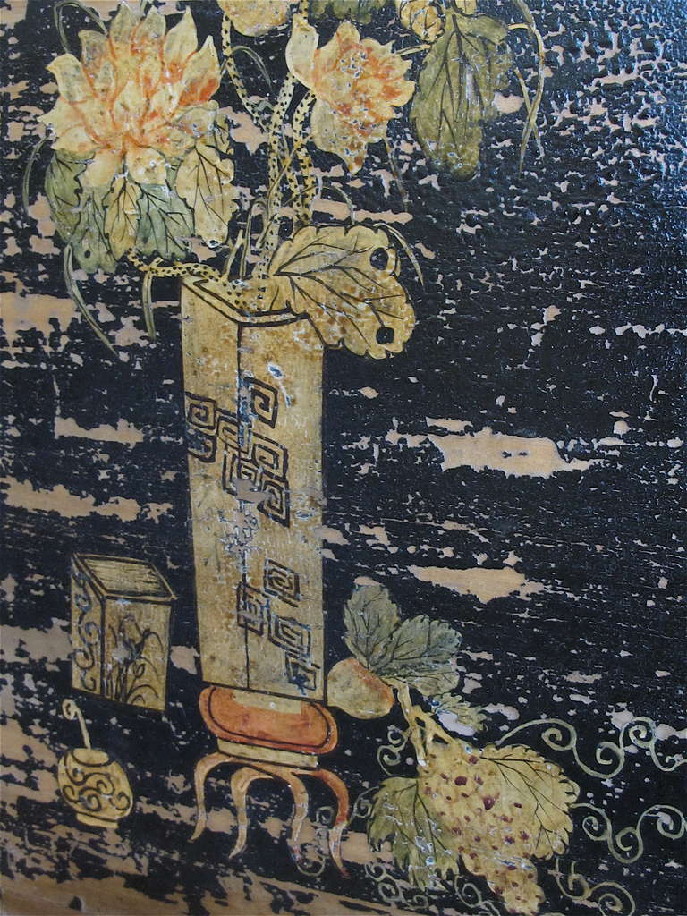 Chinese Large 19th C Painted Storage Trunk
