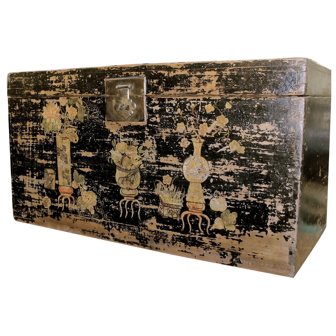 Large 19th C Painted Storage Trunk