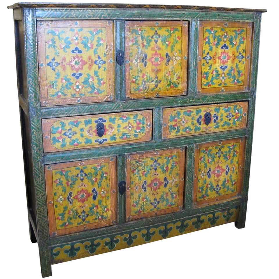Large Tibetan Painted Cabinet