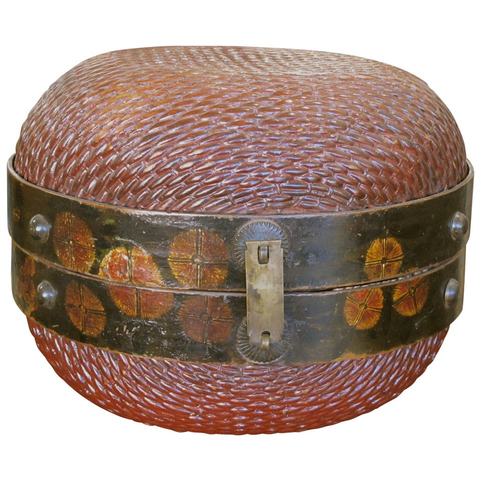 A 19th Century Woven Sewing Basket For Sale