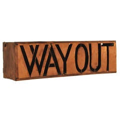 Antique English Way Out Exit Sign in Copper - 1900's
