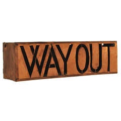 Antique English Way Out Exit Sign in Copper - 1900
s