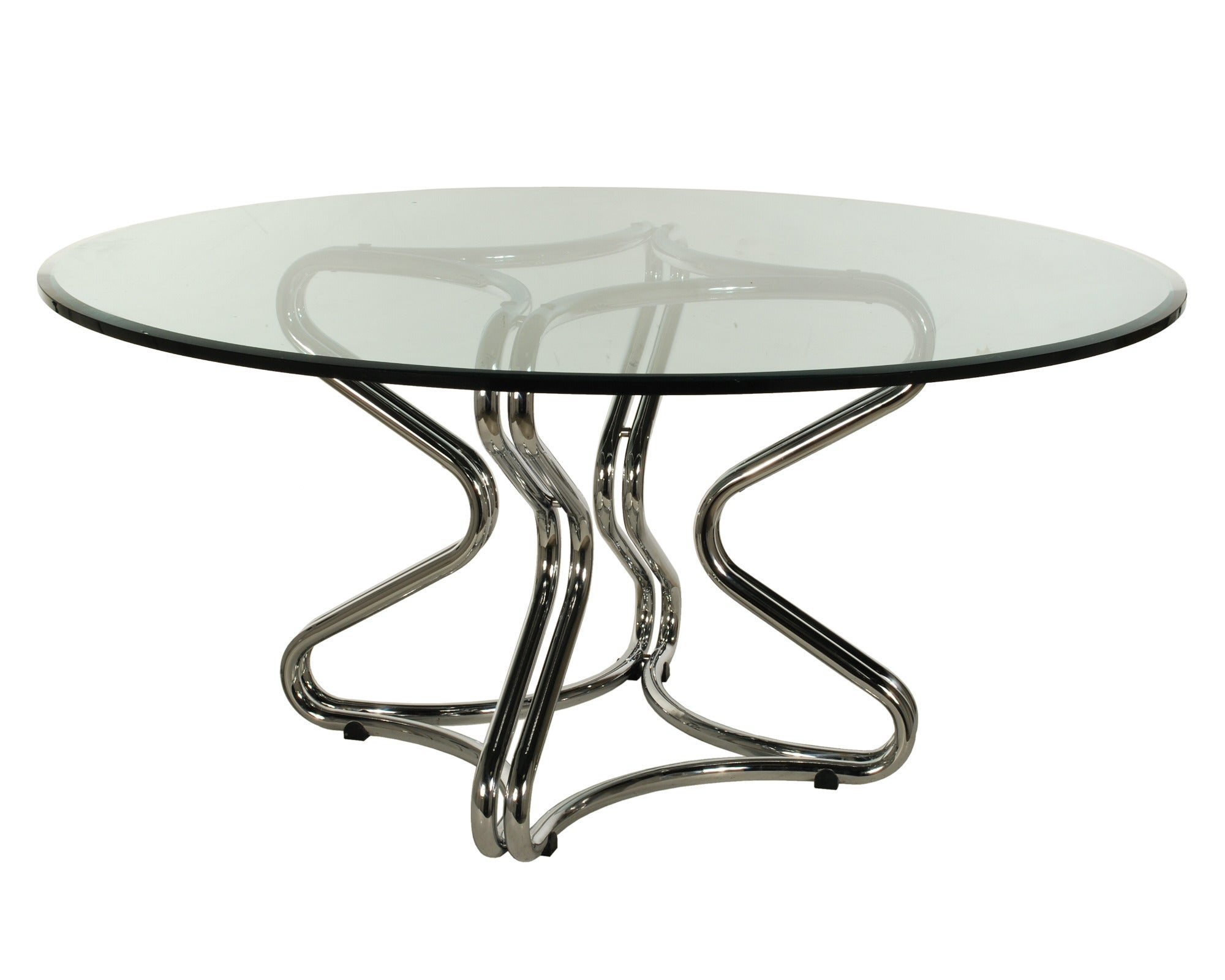 Chrome Tubular Steel Dining Table Base attributed Gianfranco Frattini