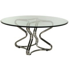 Chrome Tubular Steel Dining Table Base attributed Gianfranco Frattini