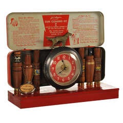 Vintage Hunting Themed Folk Art Desk Clock