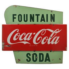 Vintage Coca-Cola Soda Fountain Porcelain Sign