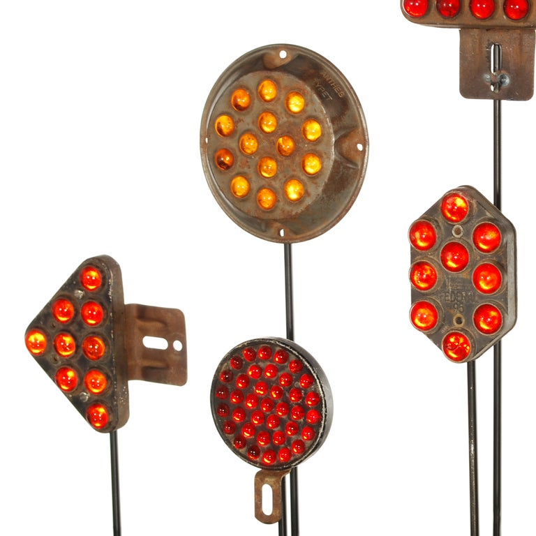 Collection of Antique Reflectors with Glass Marbles on Custom Stands at