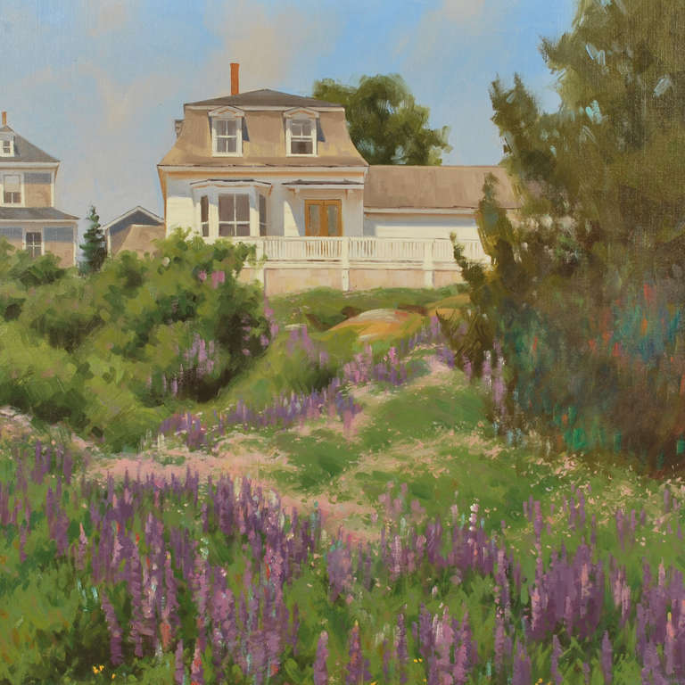 Hand-Painted House on a Hill Coastal Painting by Jimmy Dyer