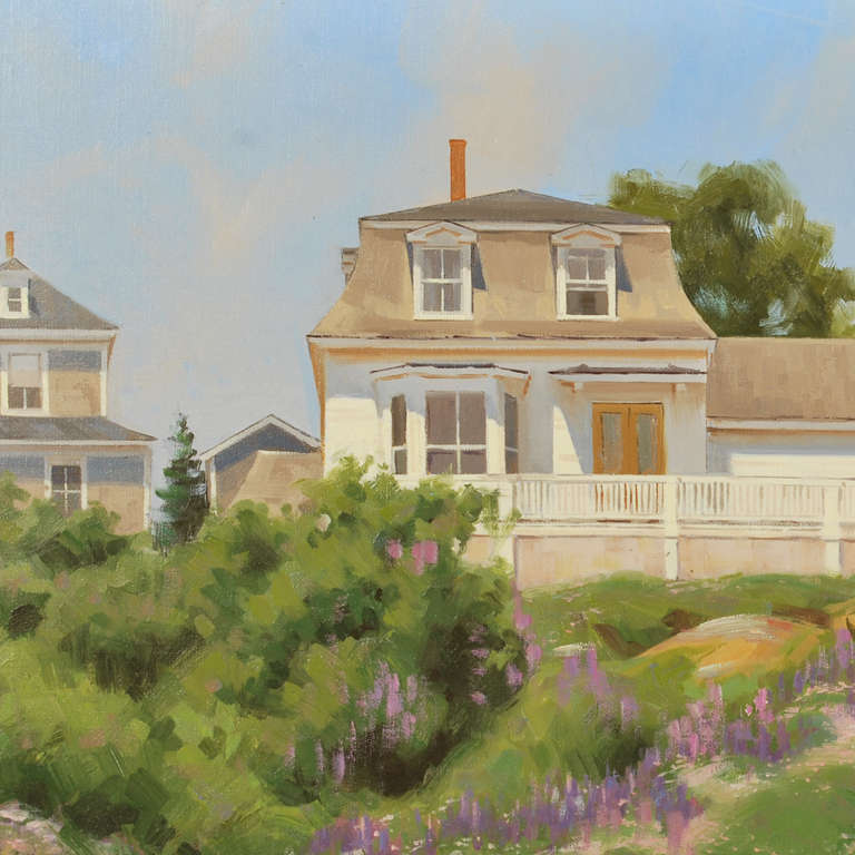 House on a Hill Coastal Painting by Jimmy Dyer In Excellent Condition In Dallas, TX
