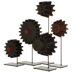 Collection Of Antique Gear Foundry Forms On Stands
