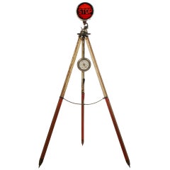 Used Double Sided Industrial Spotlight with Stop Lens on Wooden Tripod
