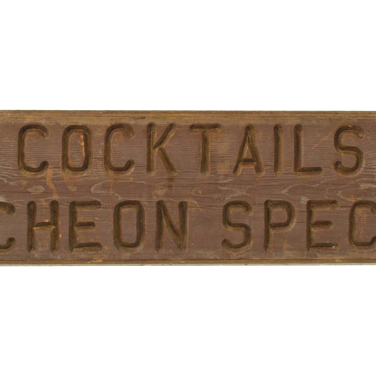 Cocktails, Vintage Double Sided Sign for Liquor and Bar Area In Good Condition In Dallas, TX