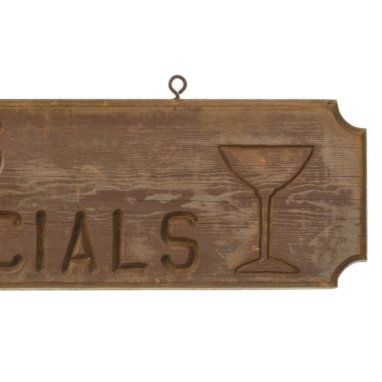 Mid-20th Century Cocktails, Vintage Double Sided Sign for Liquor and Bar Area