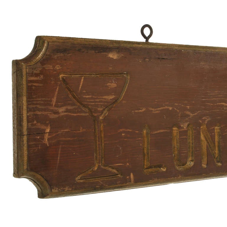 Wood Cocktails, Vintage Double Sided Sign for Liquor and Bar Area