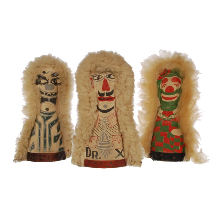 A Collection of Three Knock Down Dolls from a Carnival or Circus
