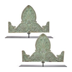 Large Pair Of Copper Pediments on Stands