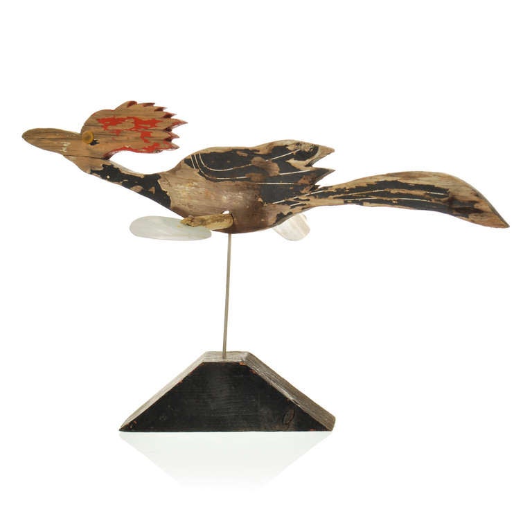 Carved Flying Woodpecker Whirligig Weathervane Primitive Sculpture