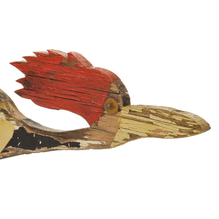 Flying Woodpecker Whirligig Weathervane Primitive Sculpture In Good Condition In Dallas, TX