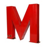 Very Large Porcelain Letter M from a Neon Sign